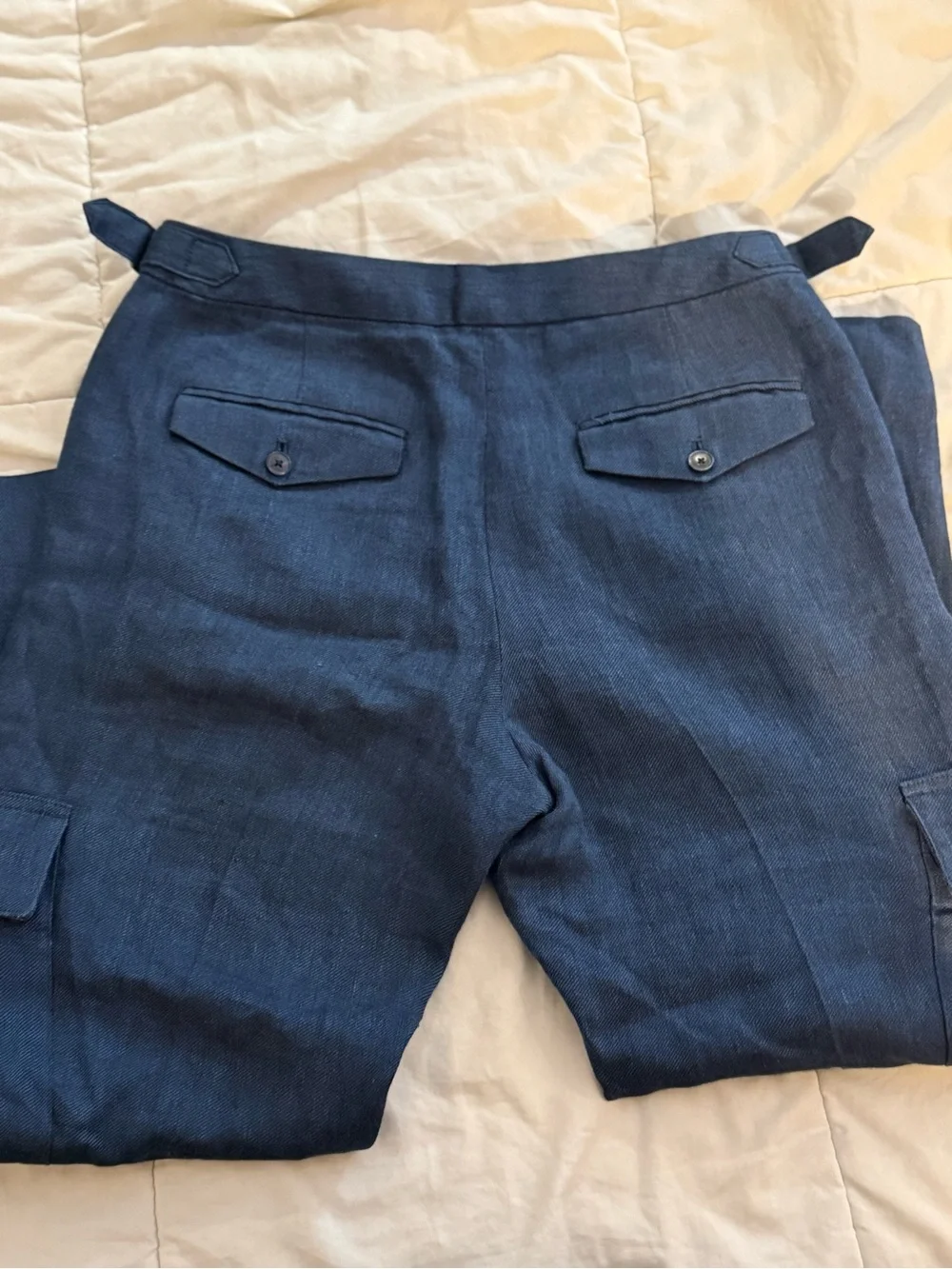 Banana Republic Blue Linen Cargo Pants – Slim Utility Trousers